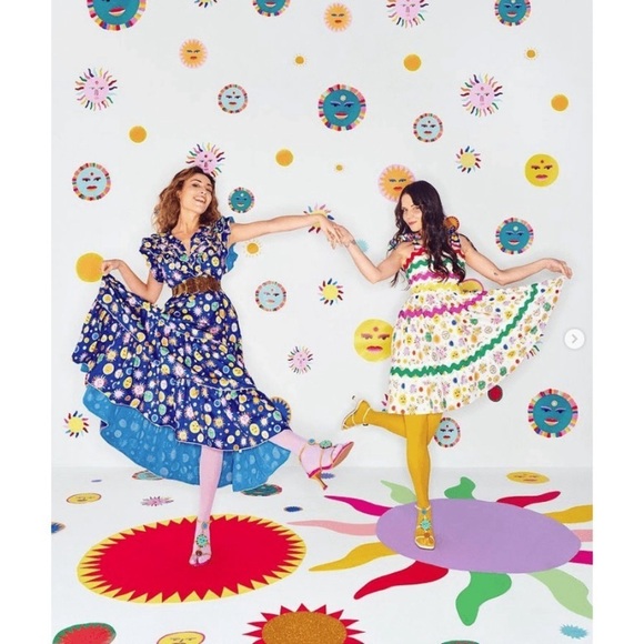 CeliaB Suhail Dress Sun Moon Print Astronomy Kitschy Whimsical Colorful size XS - Picture 2 of 16